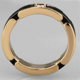 3W960 - IP Rose Gold(Ion Plating) Stainless Steel Ring with Ceramic in Jet - Alamode - Flyclothing LLC