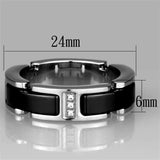 3W966 - High polished (no plating) Stainless Steel Ring with Ceramic in Jet - Alamode - Flyclothing LLC