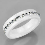 3W968 - High polished (no plating) Stainless Steel Ring with Ceramic in White - Alamode - Flyclothing LLC