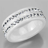 3W970 - High polished (no plating) Stainless Steel Ring with Ceramic in White - Alamode - Flyclothing LLC