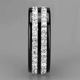 3W971 - High polished (no plating) Stainless Steel Ring with Ceramic in Jet - Alamode - Flyclothing LLC