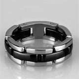 3W972 - High polished (no plating) Stainless Steel Ring with Ceramic in Jet - Alamode - Flyclothing LLC