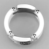 3W977 - High polished (no plating) Stainless Steel Ring with Ceramic in White - Alamode - Flyclothing LLC