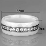 3W983 - High polished (no plating) Stainless Steel Ring with Ceramic in White - Alamode - Flyclothing LLC