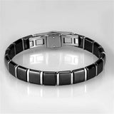 3W984 - High polished (no plating) Stainless Steel Bracelet with Ceramic in Jet - Alamode - Flyclothing LLC