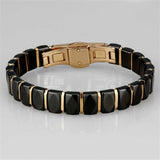 3W992 - IP Rose Gold(Ion Plating) Stainless Steel Bracelet with Ceramic in Jet - Alamode - Flyclothing LLC