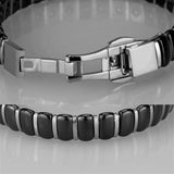 3W995 - High polished (no plating) Stainless Steel Bracelet with Ceramic in Jet - Alamode - Flyclothing LLC