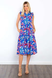 Be Stage Print Ruffled Midi Dress with Pockets - Trendsi - Flyclothing LLC