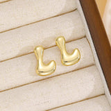 18K Gold-Plated Bubble Letter Stud Earrings - Trendsi - Flyclothing LLC