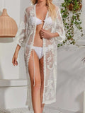 Lace Detail Open Front Longline Cover-Up - Trendsi - Flyclothing LLC