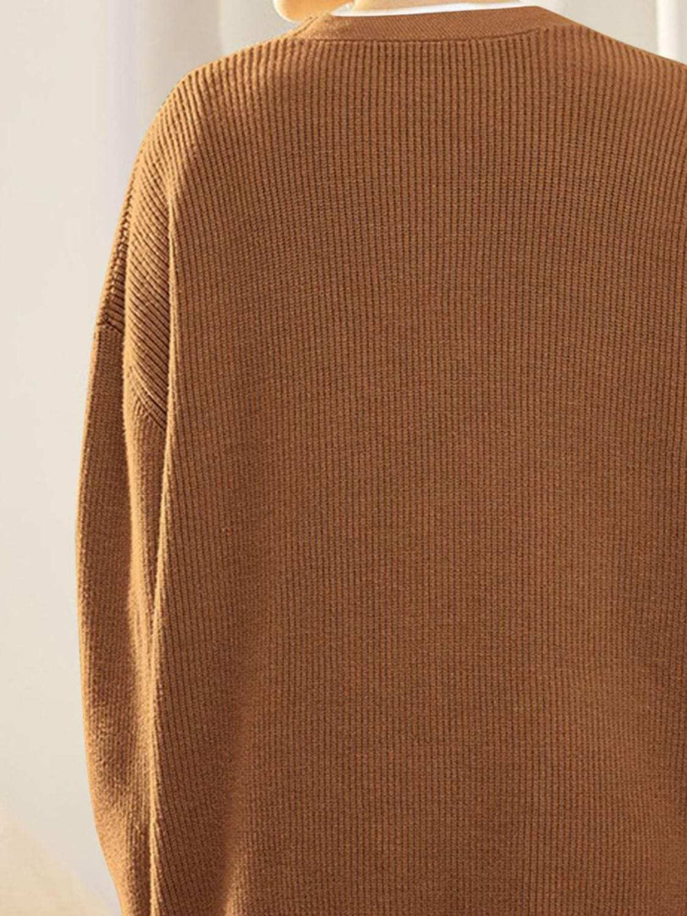 Button Down V-Neck Long Sleeve Cardigan - Trendsi - Flyclothing LLC