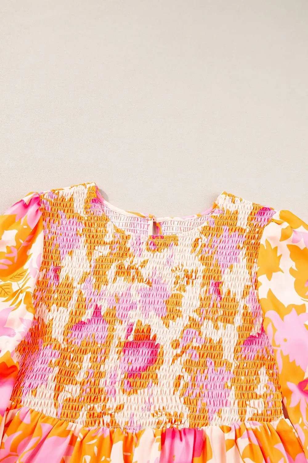 Frill Printed Long Sleeve Mini Dress - Trendsi - Flyclothing LLC