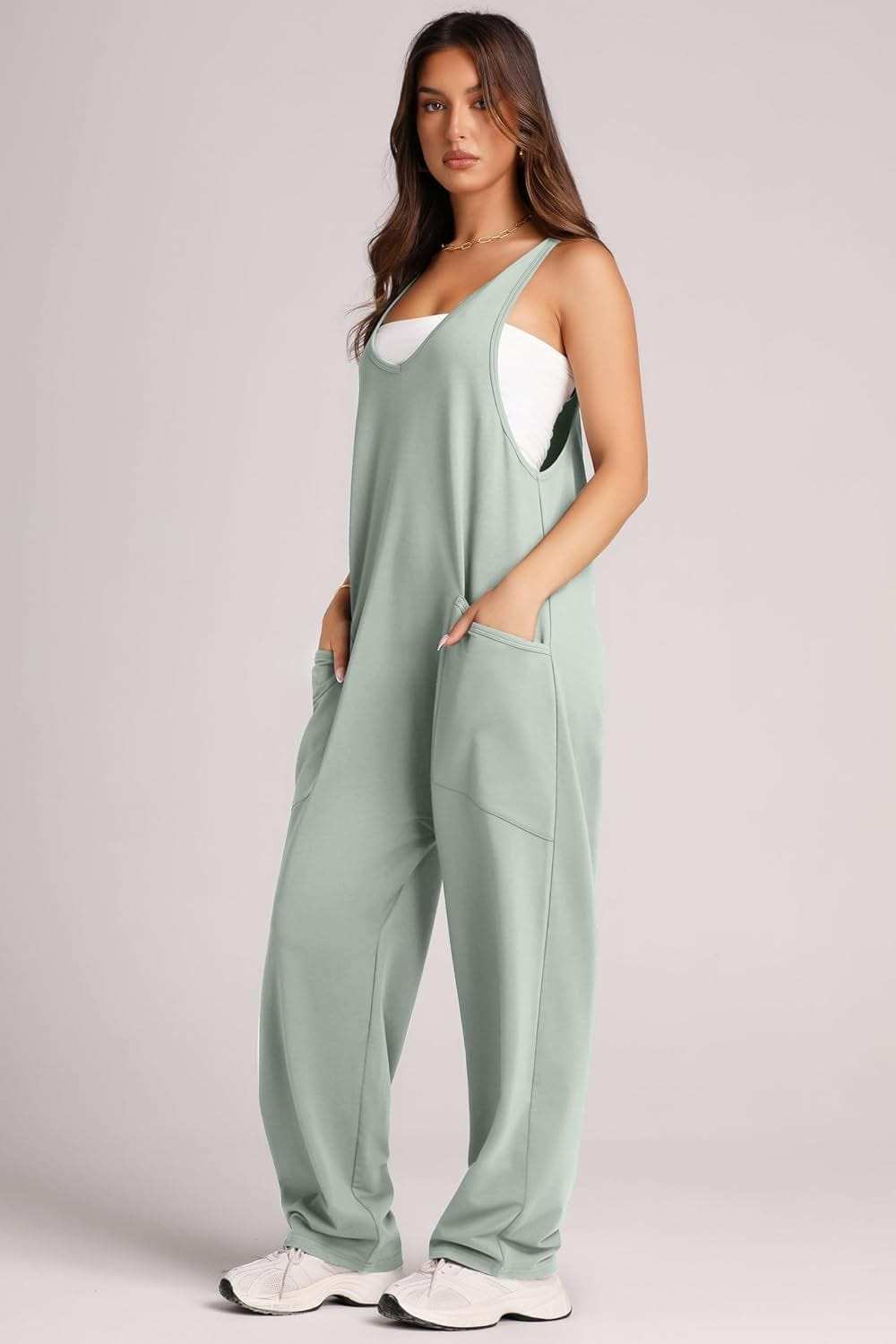 Wide Strap Jumpsuit with Pockets - Trendsi - Flyclothing LLC