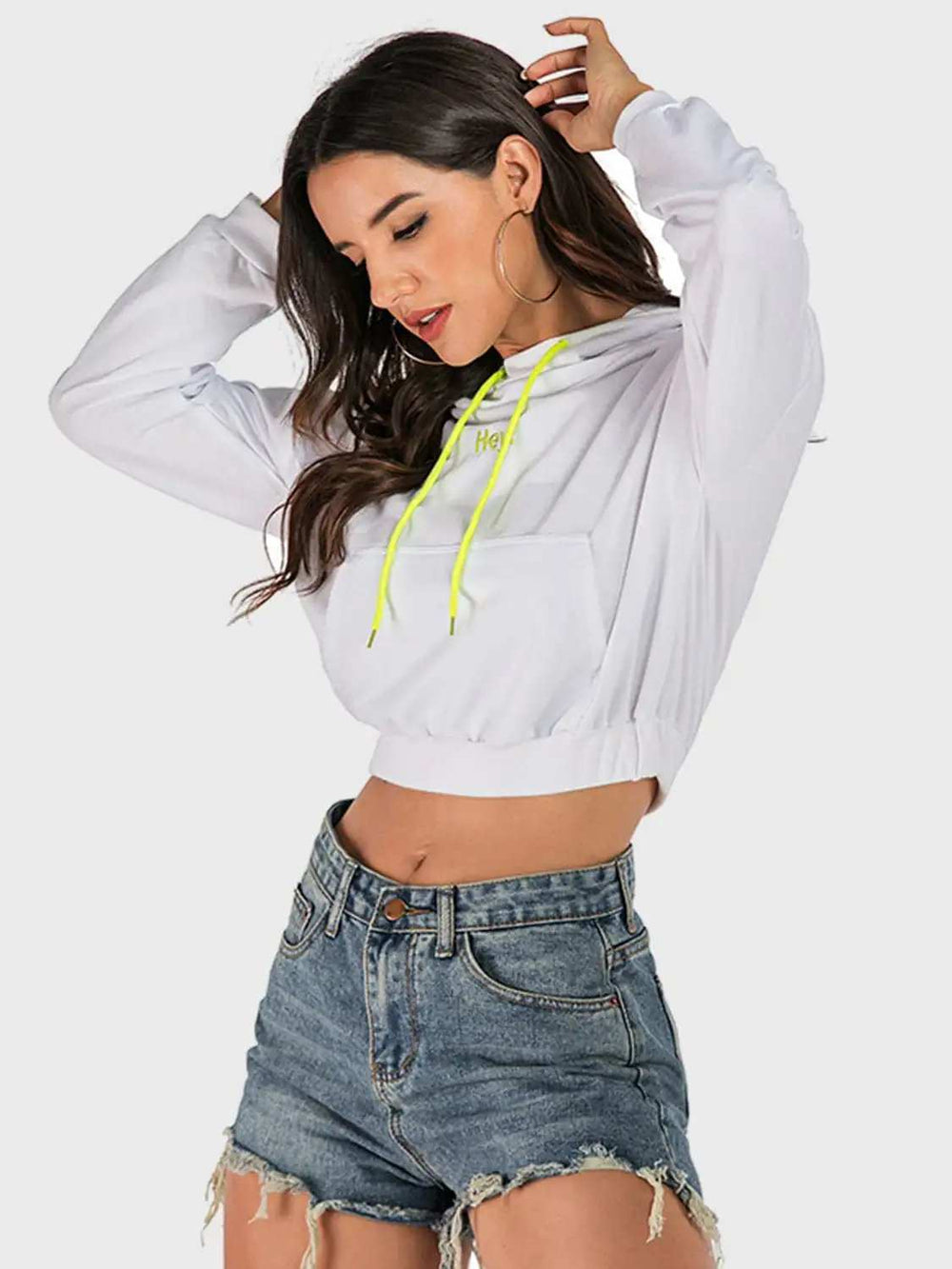 Perfee Drawstring Letter Long Sleeve Hoodie - Trendsi - Flyclothing LLC