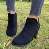 Round Toe Wedge Ankle Boots - Trendsi - Flyclothing LLC