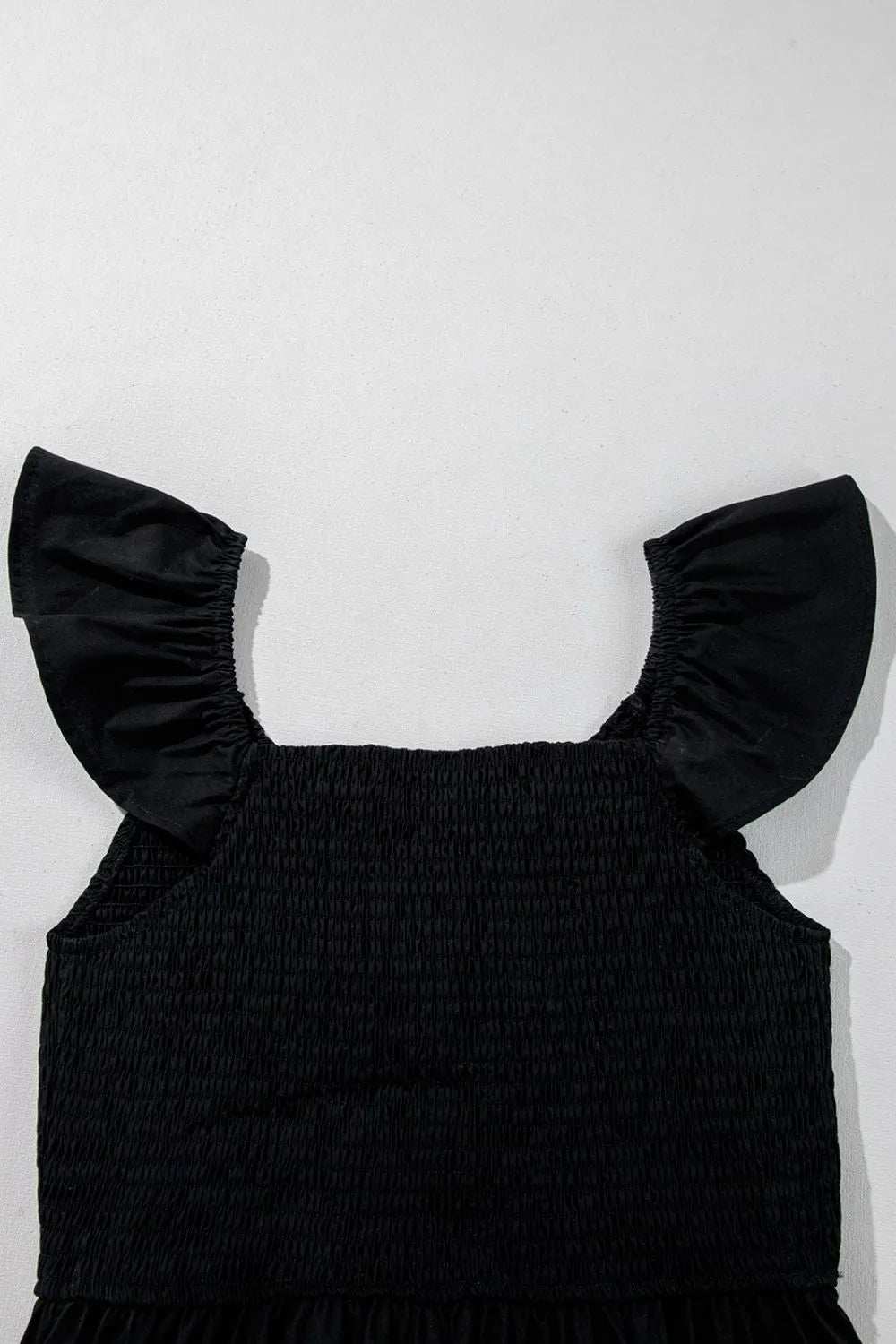 V Neck Ruffled Cap Sleeve Smocked Maxi Dress - Trendsi - Flyclothing LLC