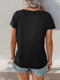 Striped Round Neck Short Sleeve T-Shirt - Trendsi - Flyclothing LLC