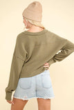 VERY J Exposed Seam V-Neck Ribbed Knit Top - Trendsi - Flyclothing LLC