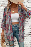 Printed Open Front Long Sleeve Cover Up - Trendsi - Flyclothing LLC