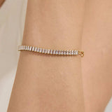 18K Gold-Plated Stainless Steel Rhinestone Chain Bracelet - Trendsi - Flyclothing LLC