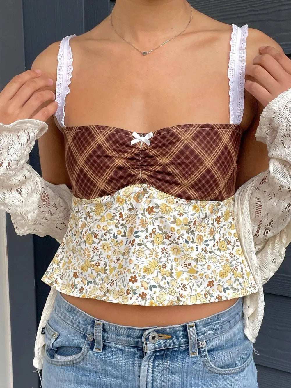 Lace Detail Floral Sweetheart Neck Cami - Trendsi - Flyclothing LLC