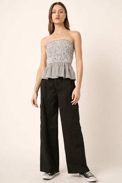 Mittoshop Low Rise Elastic Cover Waistband Cargo Pants - Trendsi - Flyclothing LLC