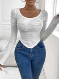 Scoop Neck Long Sleeve Top - Trendsi - Flyclothing LLC