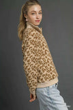 Umgee Leopard Print Quarter-Zip Sweatshirt - Trendsi - Flyclothing LLC