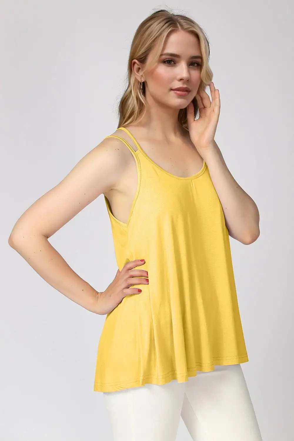 Basic Bae Bamboo Scoop Neck Double Spaghetti Straps Cami - Trendsi - Flyclothing LLC