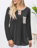 Cutout Leopard Round Neck Long Sleeve T-Shirt - Trendsi - Flyclothing LLC