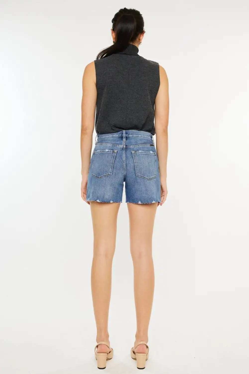 Kancan Distressed High Waist Denim Shorts - Trendsi - Flyclothing LLC