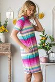 Heimish Full Size Striped Short Sleeve Mini Tee Dress Plus Size - Trendsi - Flyclothing LLC