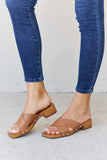 Weeboo Step Into Summer Criss Cross Wooden Clog Mule in Brown - Trendsi - Flyclothing LLC