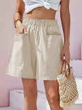 Full Size Pocketed Elastic Waist Shorts - Trendsi - Flyclothing LLC