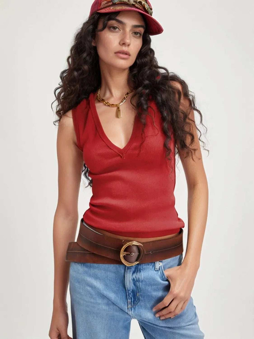 Solid V-Neck Tank - Trendsi - Flyclothing LLC