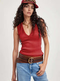 Solid V-Neck Tank - Trendsi - Flyclothing LLC