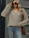 V-Neck Long Sleeve T-Shirt - Trendsi - Flyclothing LLC