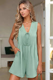 Tie V Neck Pintuck Sleeveless Loose Romper - Trendsi - Flyclothing LLC