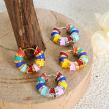 Titanium Steel Enamel Hoop Earrings - Trendsi - Flyclothing LLC