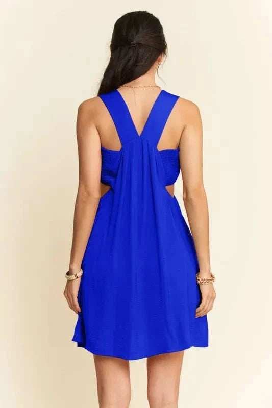 Davi & Dani Washed Satin Cutout Skirt Bandeau Mini Dress - Trendsi - Flyclothing LLC