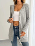 Open Front Longline Cardigan with Side Pockets - Trendsi - Flyclothing LLC