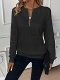 Quarter-Zip Long Sleeve Sweatshirt - Trendsi - Flyclothing LLC