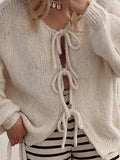 Tied Long Sleeve Dropped Shoulder Cardigan - Trendsi - Flyclothing LLC
