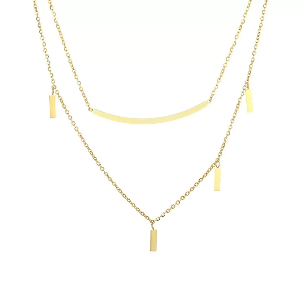 18K Gold-Plated Double Layered Necklace - Trendsi - Flyclothing LLC