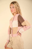 VERY J Color Block Button Down Textured Sweater Cardigan - Trendsi - Flyclothing LLC