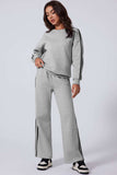 Side Striped Round Neck Top and Pants Active Set - Trendsi - Flyclothing LLC