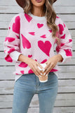 Angel Wings Heart Contrast Round Neck Long Sleeve Sweater - Trendsi - Flyclothing LLC
