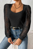 Eyelet Lace Long Sleeve Bodysuit - Trendsi - Flyclothing LLC