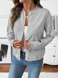 Button-Front Long Sleeve Cardigan - Trendsi - Flyclothing LLC
