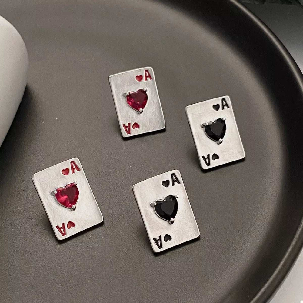 Poker Card Ace of Hearts Stud Earrings - Trendsi - Flyclothing LLC